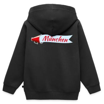 Munich - Sweat Premium à capuche zippé enfant bio - noir - Dos - AI Model Kid Male (0cm)