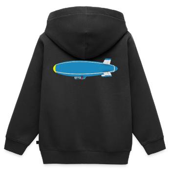 Luftschiff, Zeppelin, Seitenansicht - Kinder Premium Organic Zip Hoodie - Schwarz - Hinten - AI Model Kid Male (0cm)