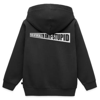 pas antisocial anti-stupide - Sweat Premium à capuche zippé enfant bio - noir - Dos - AI Model Kid Male (0cm)