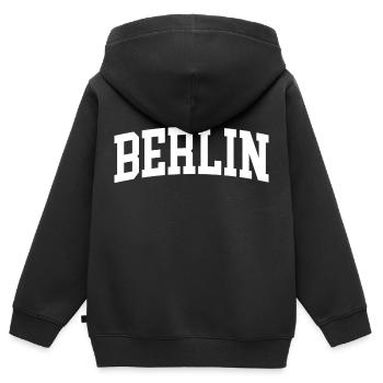Berlin - Sweat Premium à capuche zippé enfant bio - noir - Dos - AI Model Kid Male (0cm)