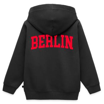 Berlin - Sweat Premium à capuche zippé enfant bio - noir - Dos - AI Model Kid Male (0cm)