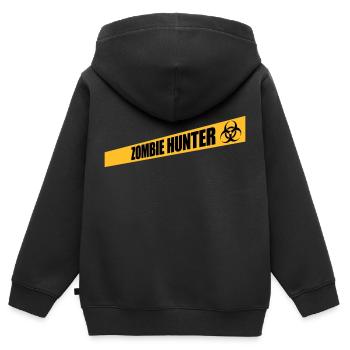 zombie hunter Halloween quote - Kids Premium Organic Zip-up Hoodie - black - Back - AI Model Kid Male (0cm)