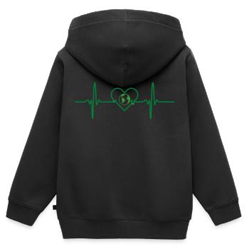 Environnement de battement de cœur durable - Sweat Premium à capuche zippé enfant bio - noir - Dos - AI Model Kid Male (0cm)
