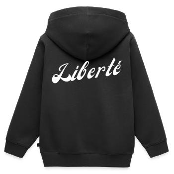 Liberté - Sweat Premium à capuche zippé enfant bio - noir - Dos - AI Model Kid Male (0cm)