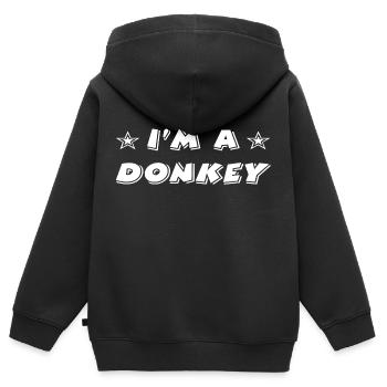 Esel - Kinder Premium Organic Zip Hoodie - Schwarz - Hinten - AI Model Kid Male (0cm)