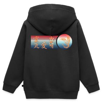 Médaille Phoenix - Sweat Premium à capuche zippé enfant bio - noir - Dos - AI Model Kid Male (0cm)