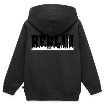 Berlin - Kinder Premium Organic Zip Hoodie - Schwarz - Hinten - AI Model Kid Male (0cm)