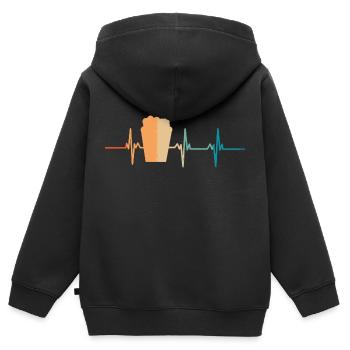 Battement de cœur popcorn - Sweat Premium à capuche zippé enfant bio - noir - Dos - AI Model Kid Male (0cm)
