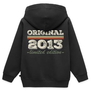 Légende depuis 2013 Né en 2013 Anniversaire 2013 - Sweat Premium à capuche zippé enfant bio - noir - Dos - AI Model Kid Male (0cm)