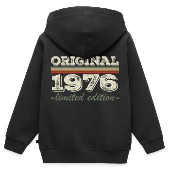 Légende depuis 1976 Né en 1976 Anniversaire 1976 - Sweat Premium à capuche zippé enfant bio - noir - Dos - AI Model Kid Male (0cm)