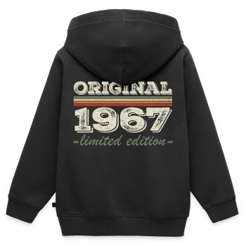 Légende depuis 1967 Né en 1967 Anniversaire 1967 - Sweat Premium à capuche zippé enfant bio - noir - Dos - AI Model Kid Male (0cm)