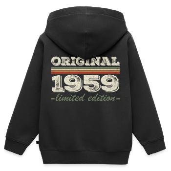 Légende depuis 1959 Né en 1959 Anniversaire 1959 - Sweat Premium à capuche zippé enfant bio - noir - Dos - AI Model Kid Male (0cm)