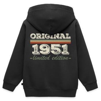 Légende depuis 1951 Né en 1951 Anniversaire 1951 - Sweat Premium à capuche zippé enfant bio - noir - Dos - AI Model Kid Male (0cm)