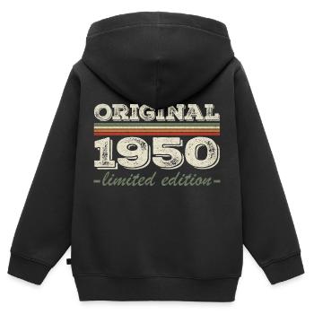 Légende depuis 1950 Né en 1950 Anniversaire 1950 - Sweat Premium à capuche zippé enfant bio - noir - Dos - AI Model Kid Male (0cm)