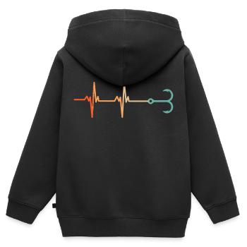 Battement de cœur Hameçon - Sweat Premium à capuche zippé enfant bio - noir - Dos - AI Model Kid Male (0cm)