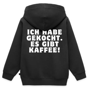 Ich habe gekocht. Es gibt Kaffee! - Kinder Premium Organic Zip Hoodie - Schwarz - Hinten - AI Model Kid Male (0cm)