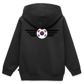 T-shirt design de style sud-coréen - Sweat Premium à capuche zippé enfant bio - noir - Dos - AI Model Kid Male (0cm)