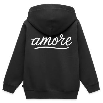 Amore - Sweat Premium à capuche zippé enfant bio - noir - Dos - AI Model Kid Male (0cm)