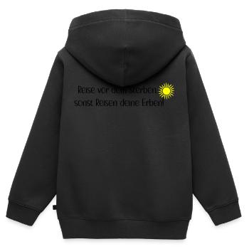 Reise vor dem Sterben - Kinder Premium Organic Zip Hoodie - Schwarz - Hinten - AI Model Kid Male (0cm)