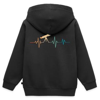 Heartbeat Retro Teleskop - Kinder Premium Organic Zip Hoodie - Schwarz - Hinten - AI Model Kid Male (0cm)