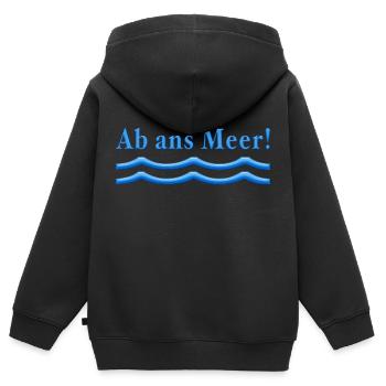 Au large de la mer - Sweat Premium à capuche zippé enfant bio - noir - Dos - AI Model Kid Male (0cm)