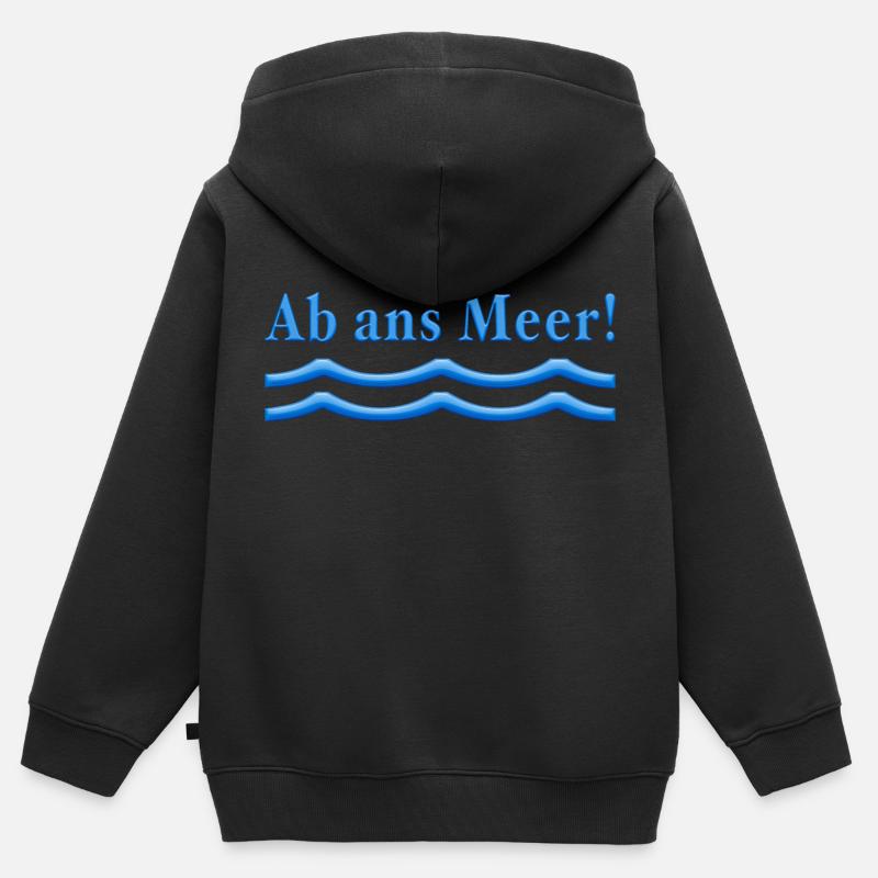 Au large de la mer - Sweat Premium à capuche zippé enfant bio - noir