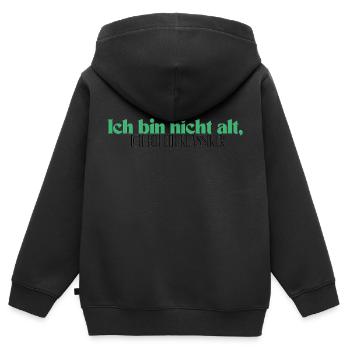 Ich bin nicht alt, ich bin ein Klassiker - Kinder Premium Organic Zip Hoodie - Schwarz - Hinten - AI Model Kid Male (0cm)
