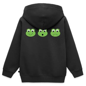 Frosch - Kinder Premium Organic Zip Hoodie - Schwarz - Hinten - AI Model Kid Male (0cm)