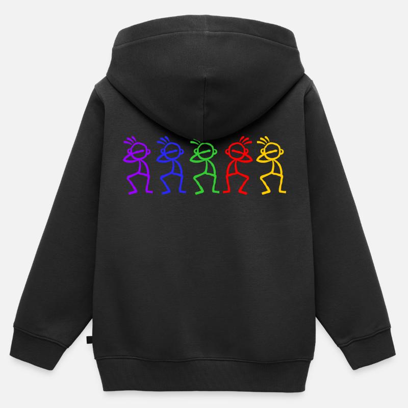 Tampon à 5 bâtons de couleur arc-en-ciel - Sweat Premium à capuche zippé enfant bio - noir