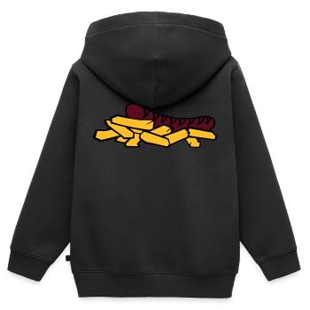 currywurst frite saucisse - Sweat Premium à capuche zippé enfant bio - noir - Dos - AI Model Kid Male (0cm)