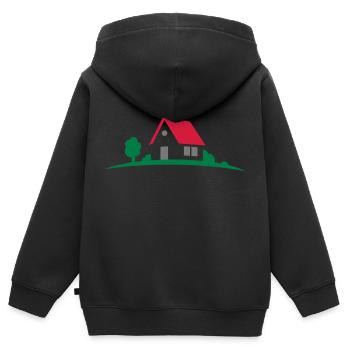 Haus - Kinder Premium Organic Zip Hoodie - Schwarz - Hinten - AI Model Kid Male (0cm)