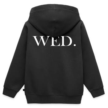 Mercredi | Wednesday - Sweat Premium à capuche zippé enfant bio - noir - Dos - AI Model Kid Male (0cm)