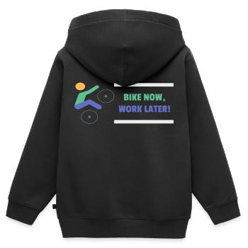 bicyclette - Sweat Premium à capuche zippé enfant bio - noir - Dos - AI Model Kid Male (0cm)