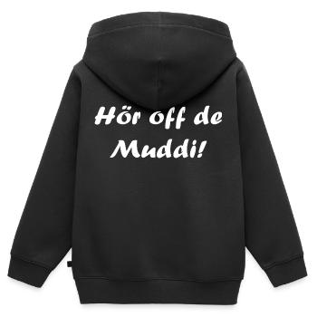Hör off de muddi DDR Ossi Geschenk Ostdeutschland - Kinder Premium Organic Zip Hoodie - Schwarz - Hinten - AI Model Kid Male (0cm)