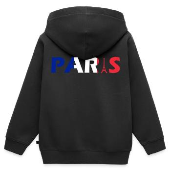 Paris - Sweat Premium à capuche zippé enfant bio - noir - Dos - AI Model Kid Male (0cm)