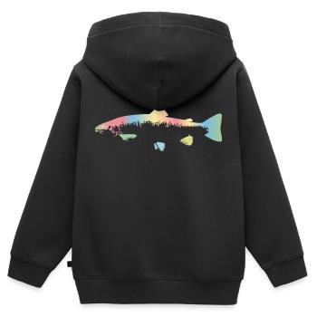 truite arc-en-ciel - Sweat Premium à capuche zippé enfant bio - noir - Dos - AI Model Kid Male (0cm)