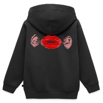 Bonbon - Kinder Premium Organic Zip Hoodie - Schwarz - Hinten - AI Model Kid Male (0cm)