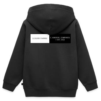 LUXURY EMPIRE - Kids Premium Organic Zip-up Hoodie - black - Back - AI Model Kid Male (0cm)