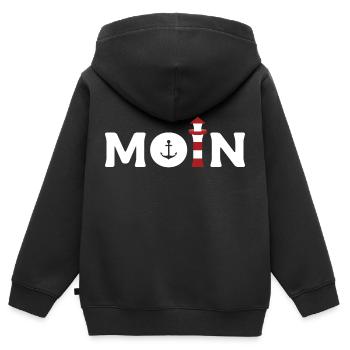 Moin - ancre et phare - Sweat Premium à capuche zippé enfant bio - noir - Dos - AI Model Kid Male (0cm)