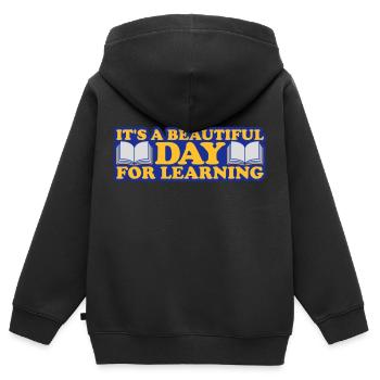 belle journée pour apprendre - Sweat Premium à capuche zippé enfant bio - noir - Dos - AI Model Kid Male (0cm)