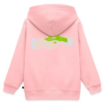 Salutation Poignée de main Morsures de serpent - Sweat Premium à capuche zippé enfant bio - rose - Dos - AI Model Kid Female (0cm)