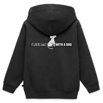 better with a dog - Kids Premium Organic Zip-up Hoodie - black - Back - AI Model Kid Male (0cm)