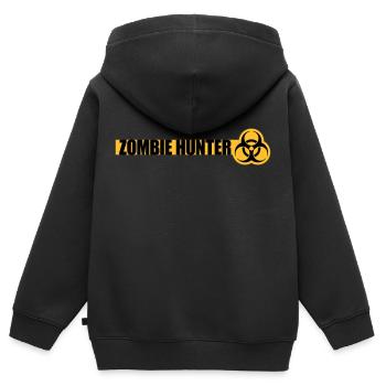 zombie hunter Halloween Quote - Kids Premium Organic Zip-up Hoodie - black - Back - AI Model Kid Male (0cm)