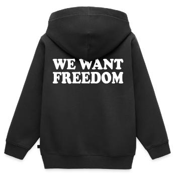 We want freedom - Sweat Premium à capuche zippé enfant bio - noir - Dos - AI Model Kid Male (0cm)