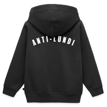 anti lundi - Sweat Premium à capuche zippé enfant bio - noir - Dos - AI Model Kid Male (0cm)