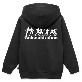 Gelsenkirchen - Fußball - Kinder Premium Organic Zip Hoodie - Schwarz - Hinten - AI Model Kid Male (0cm)