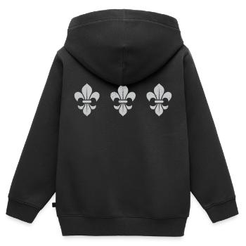 Fleur de Lys / 3 - Sweat Premium à capuche zippé enfant bio - noir - Dos - AI Model Kid Male (0cm)