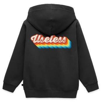 Useless Spassiger Sarkasmus Provokantes Geschenk - Kinder Premium Organic Zip Hoodie - Schwarz - Hinten - AI Model Kid Male (0cm)
