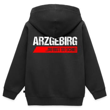 Arzgebirg du bist su schie - Kinder Premium Organic Zip Hoodie - Schwarz - Hinten - AI Model Kid Male (0cm)