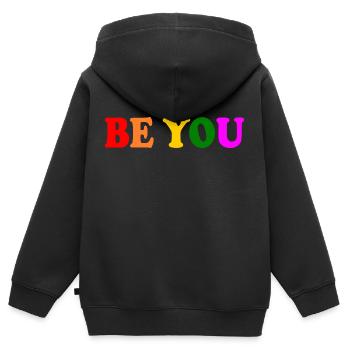 Be you - Kinder Premium Organic Zip Hoodie - Schwarz - Hinten - AI Model Kid Male (0cm)